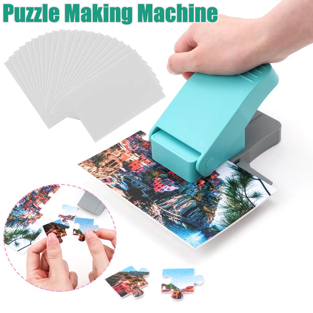 12.7x8cm Jigsaw Puzzle Paper Punch DIY Puzzle Making Machine Easy Puzzle Maker Cutter with 10 Adhesive Foam Boards DIY Toys Tool