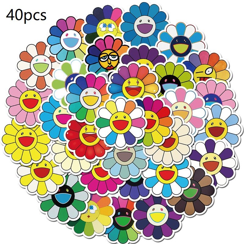 10/50Stck Sonne Blume Kunst Aufkleber Reise Li Kasten Aufkleber Computer Skateboard Gitarre Dekoration Wasserdichte Aufkleber Sonnenblume Aufkleber: C-40stck