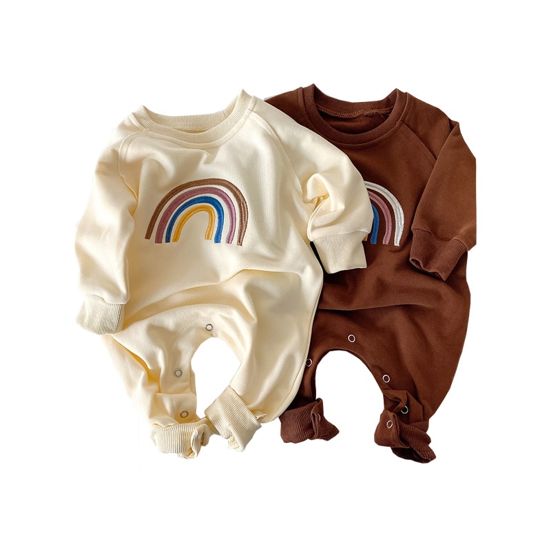 Milancel 2020 roupas de bebê arco-íris embrodiery infantil meninos macacão terno macio meninos macacões