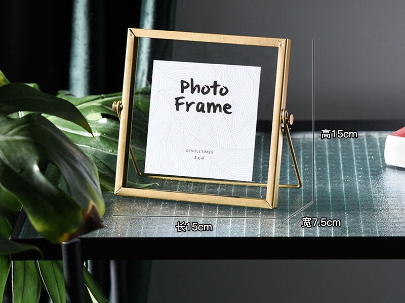 Cadre Photo géométrique en fer forgé, accessoires décoratifs créatifs pour la maison: Gold 4 inch