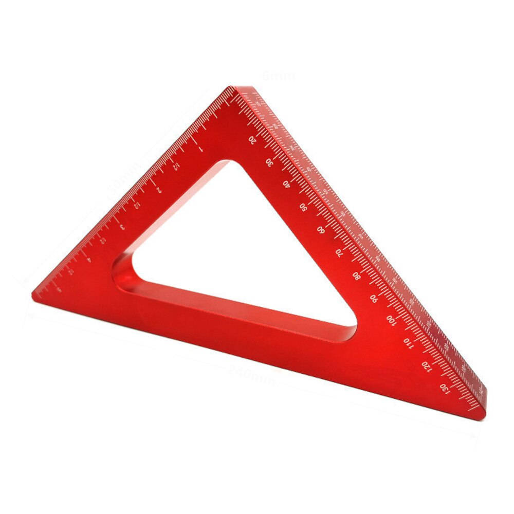 1Pc Aluminum Alloy 45 Degree Angle Ruler Metric Triangle Ruler Carpenter Workshop Blue/Red Small Big Woodworking Measuring Tool: Red Big