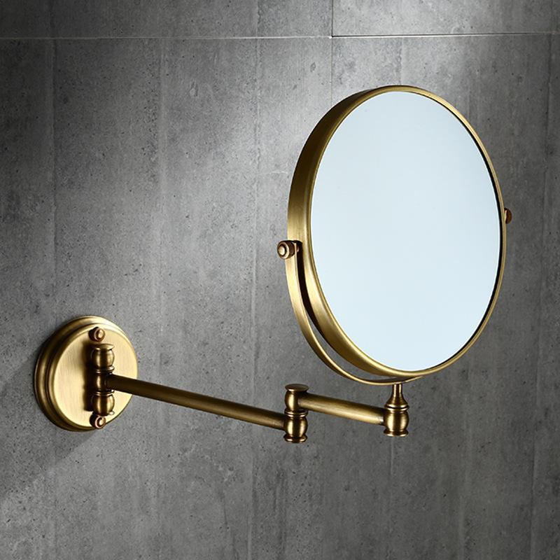 Espejo de maquillaje de Bronce Antiguo, accesorios de baño, lupa montada en la pared: Rosa