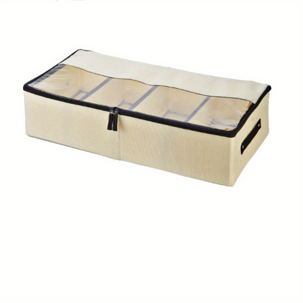 Fabric dust-proof and moisture-proof transparent folding shoe box, a space-saving shoe cabinet for home use, and a perfect stora: Beige