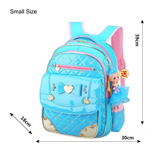 Mochilas escolares de estilo coreano para niñas, morral escolar de princesa para libros: Small Blue