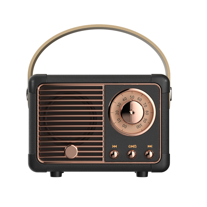 Mini haut-parleur H2 classique rétro compatible Bluetooth, récepteur Radio FM, décoration Portable, lecteur de musique de voyage: black