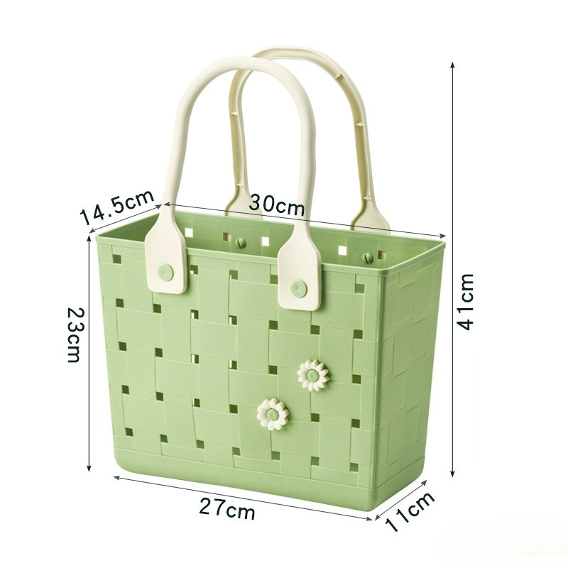 Robust plastik strandtaske med bløde grønne håndtag | trendy stjerneprint | multifunktionel opbevaring til strand, fitnesscenter og camping: Rød