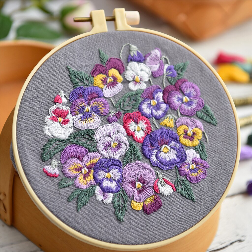 Cotton Embroidery Craft Set Beginner DIY Art Handy Sewing Fabric Material Tools