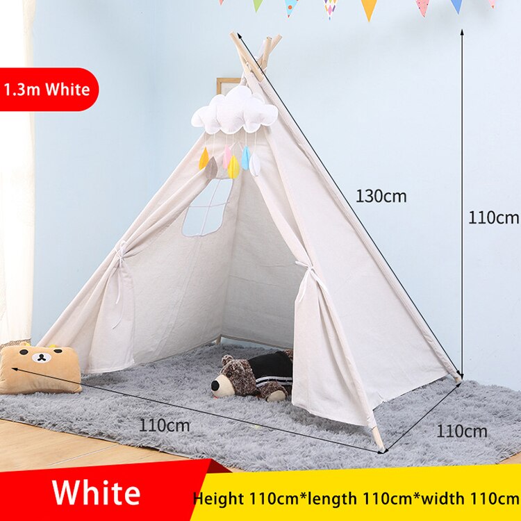 1,3 M kinder Tipi Zelt Für Kinder Spielhaus Tipi Infantil Baby Wigwam Haus Für Kinder Kind Spielen Zelt: XM-WG-004-1.3-White