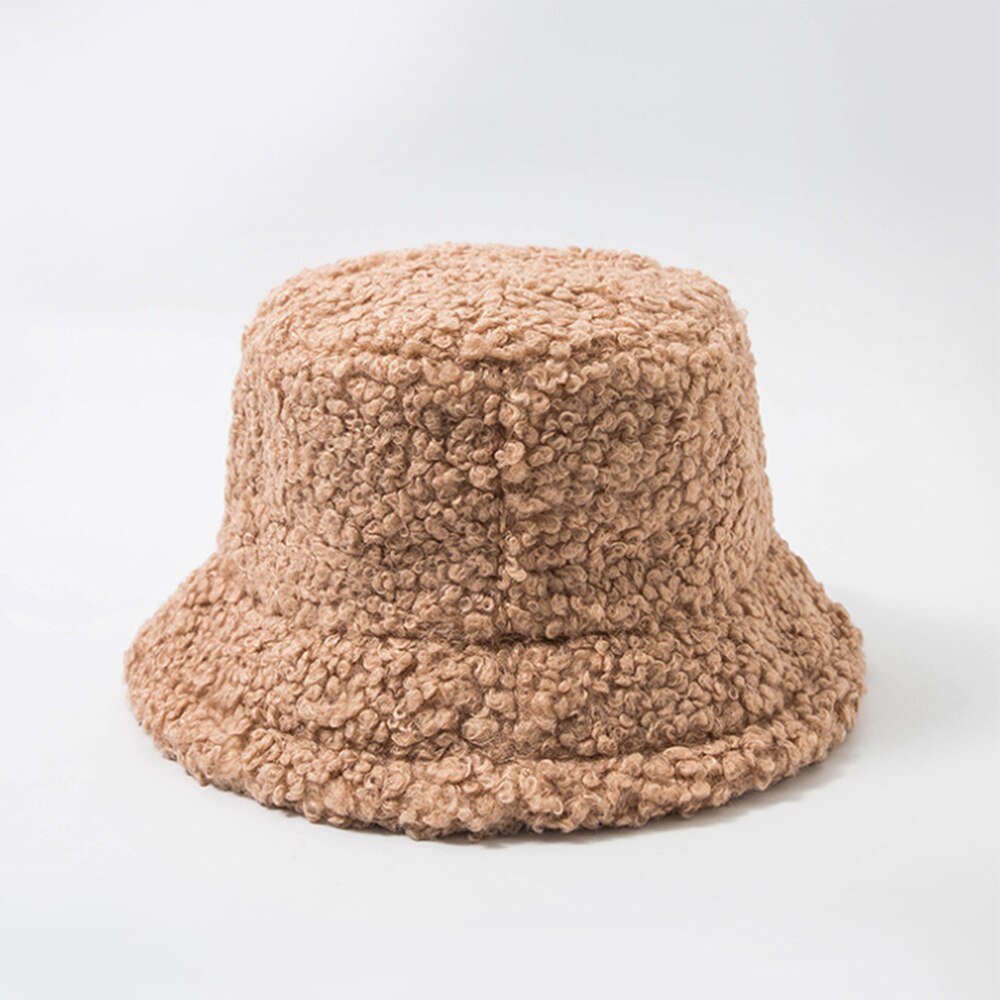 Hoeden voor vrouwen, hoed, effen kunstbont, warme damespet, imitatiebont winterhoed voor vrouwen, panama damespet, visserspet: Khaki