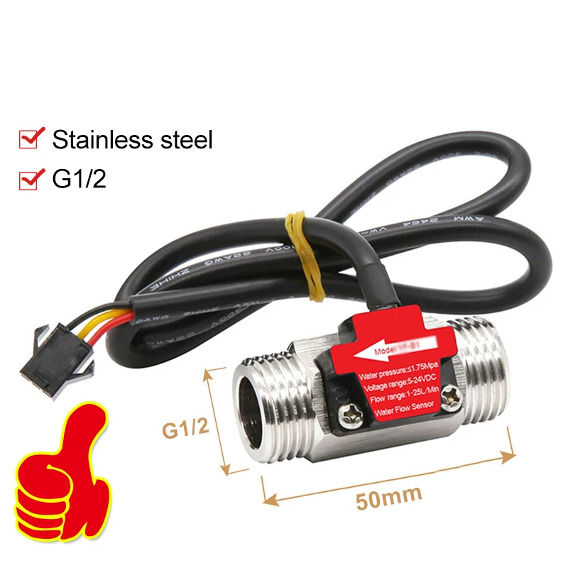 304 Stainless Steel Water Flow Sensor Dn40 Dn50 Water Flow Detection 1.5 Inch G2 Inch Hall Turbine Flowmeter