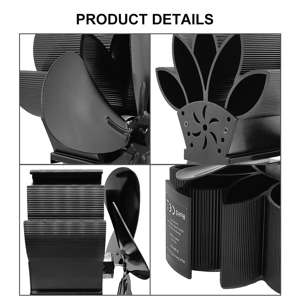 Stille hjem komfur ventilator varmedrevet brændeovn top pejs varmedrevet komfur ventilator 5 knive pejs ventilator brændeovn