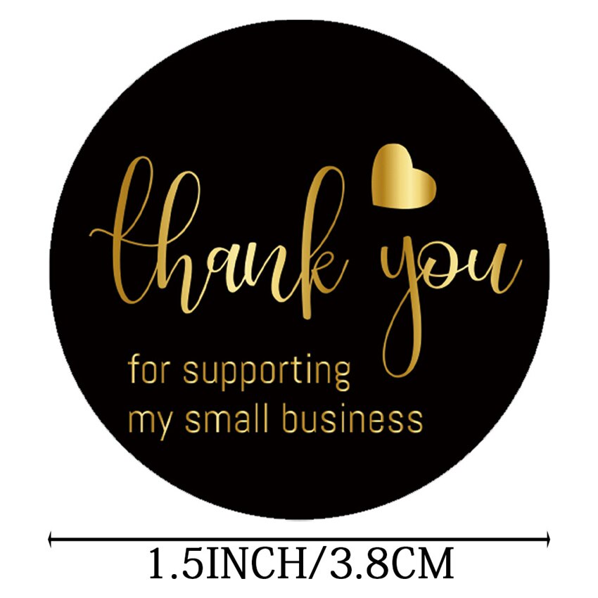 50/500pcs Black Gold Foil Thank You Cards for Supporting My Small Business Thanks Greeting Cards for Retail Store Handmade
