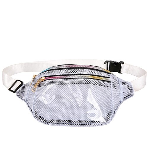 Frauen Transparente Gittergewebe Brust Taille Tasche Dame Vielseitig Einfache Stil schick Reißverschluss Damen Crossbody Telefon Tasche fanny Packungen: Weiß