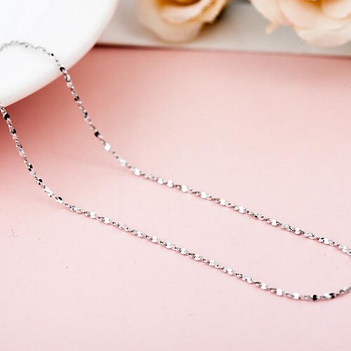 ELESHE Authentische 100% 925 Sterling Silber Halskette für Frauen Männer 45cm Einstellbar Lange Kette Halskette Schmuck Collares: GY8009