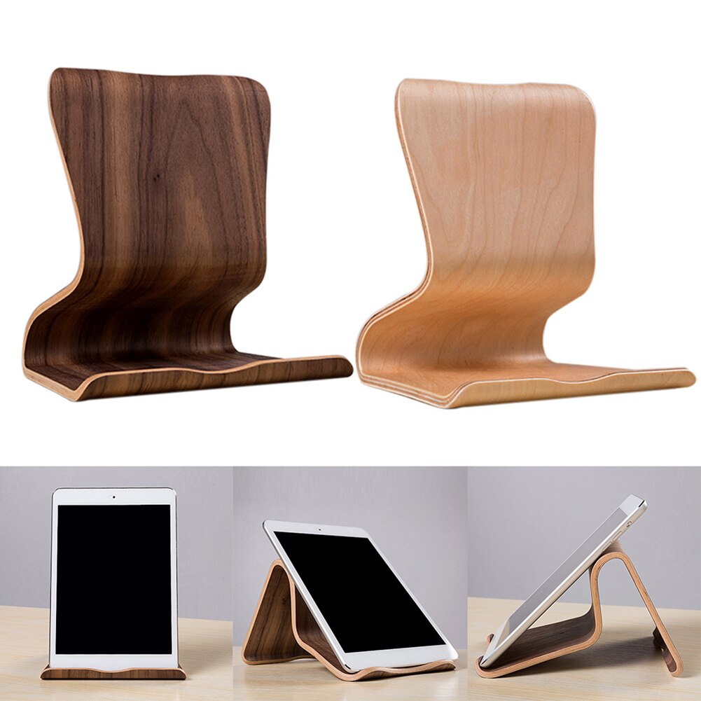 Nyeste samdi lazy holder træ valnød birk universal tablet pc telefon holder holder beslag til ipad samsung huawei xiaomi tab