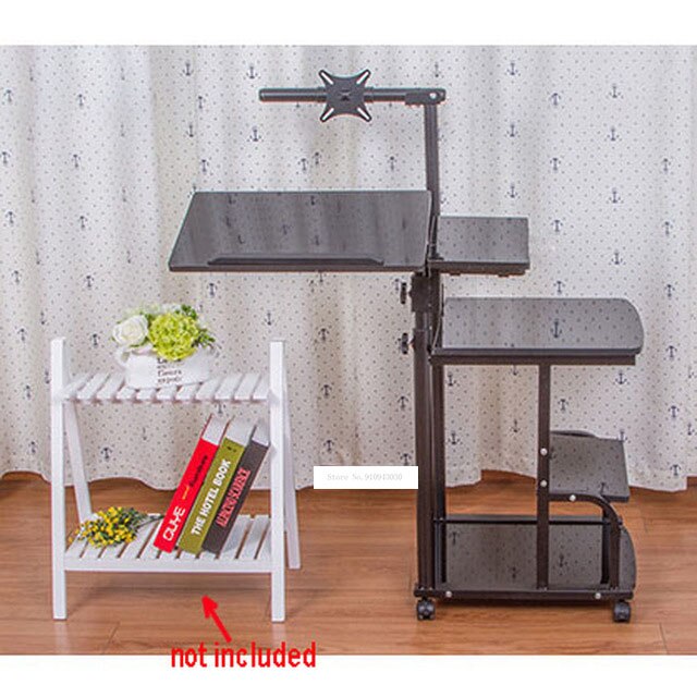 Portable Computer Table Adjustable Lifting Standing Laptop Desk Bedroom Removable Storage Small Side Table Mini Sofa Cabinet: black willow