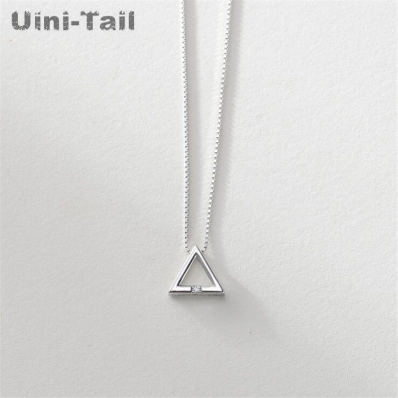 Uini-Coda hot new 925 sterling silver triangle collana femminile Coreano piccolo fresco geometrica del triangolo del pendente dei monili GN619