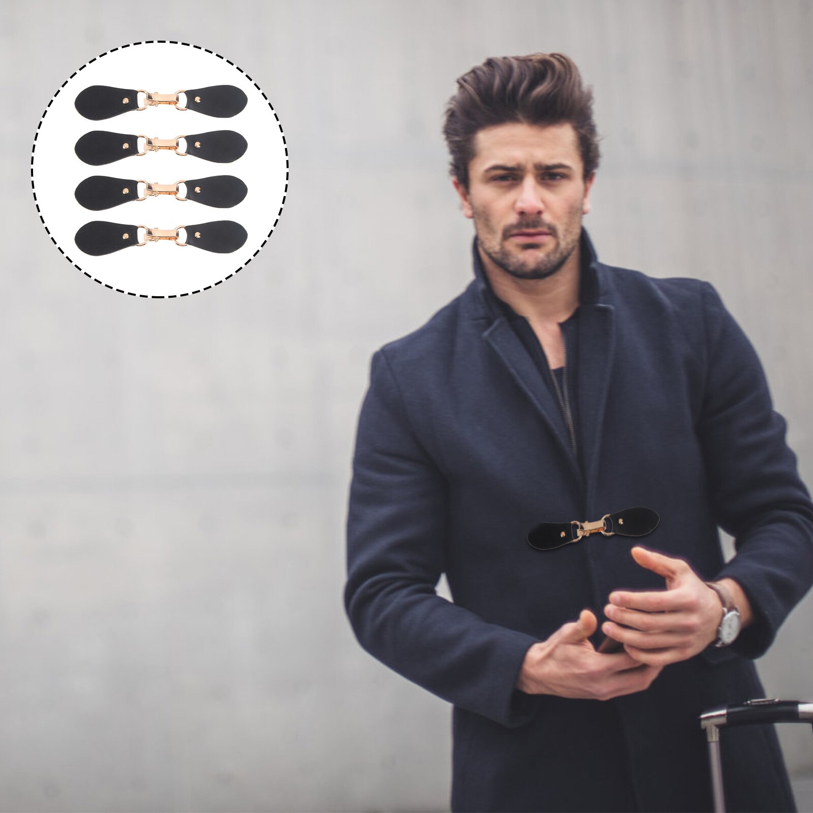 4PCS Clothing Hook Buckles Metal Buckles Wind Coat Fastener Overcoat Leather Connectors for Shop Store Tailor's: Black