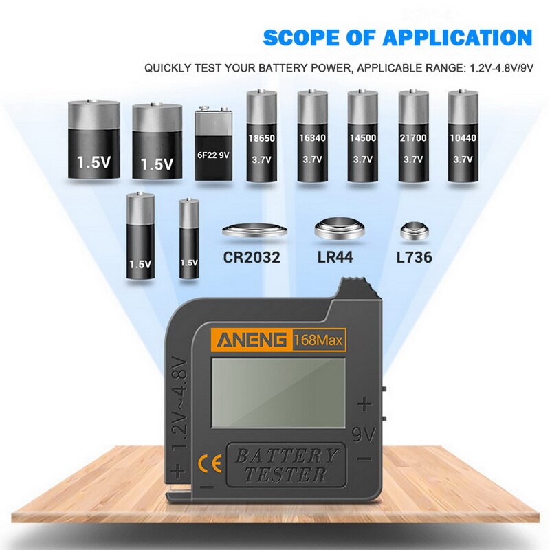 Testeur De Batterie Compact BT-860 - Pour Piles 9V Et 1.5V - Design Portable Noir