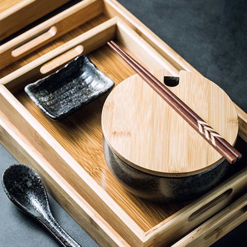 FANCITY Japanese style rectangular bamboo tray household bamboo wooden tea cup tray wooden tray wood tray fruit tray tea tray