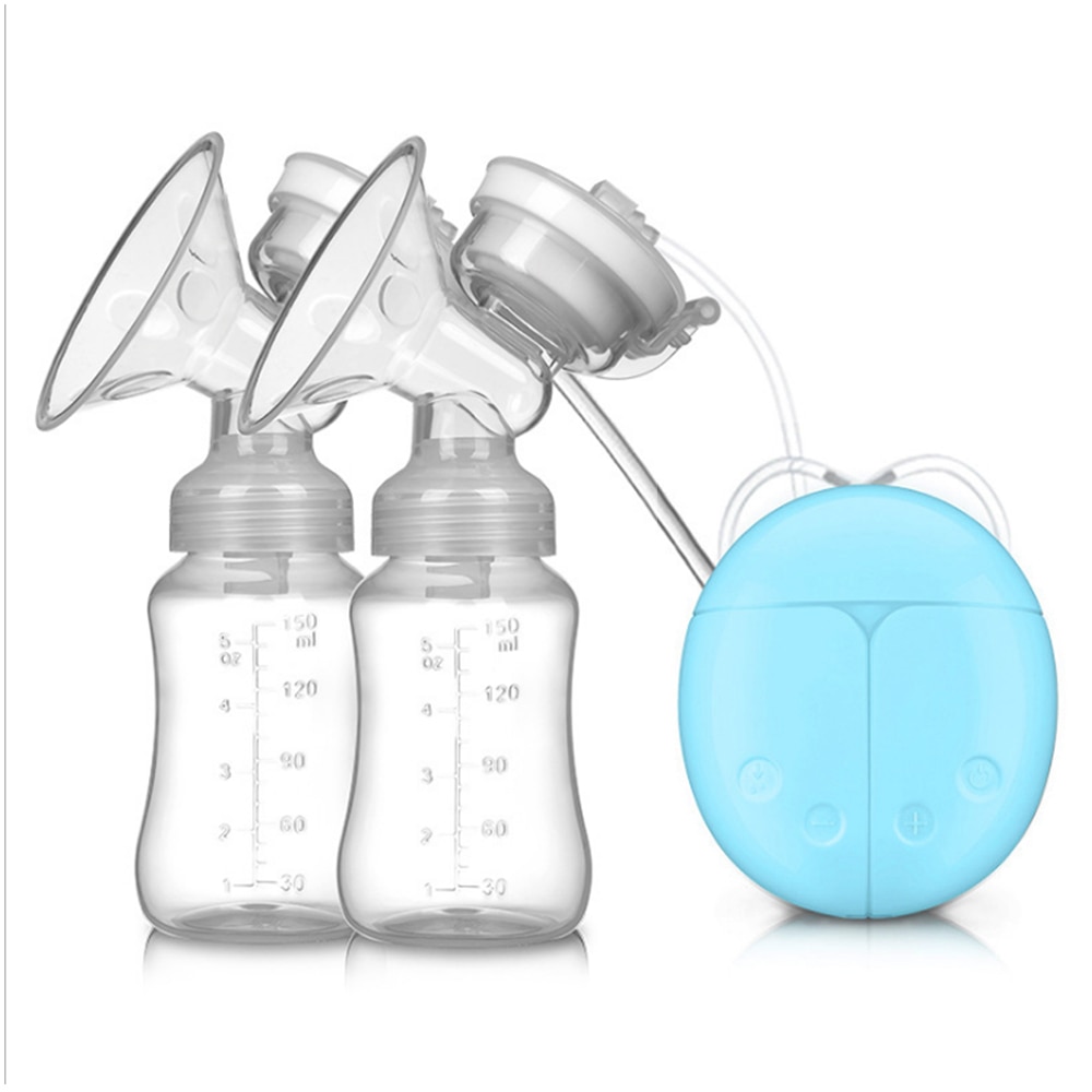 Dubbel bilateral elektrisk bröstpump mjölkare sug stor automatisk massage efter förlossning mjölkmaskin bebes tillbehör: Blå engelsk version