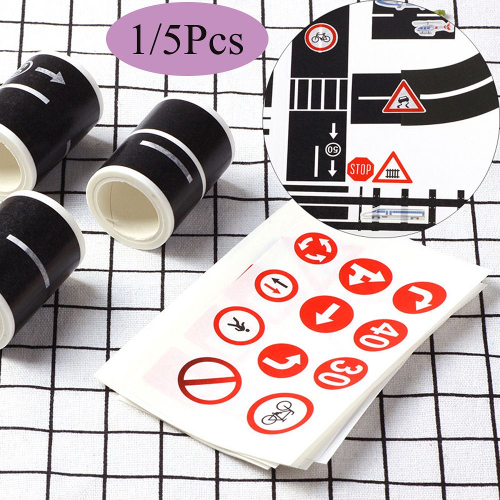 1/5 Pcs DIY Intelligence Route Mark Adhesive Safety Education Traffic Sticker Study Road Signs Tool Railway Road Tape