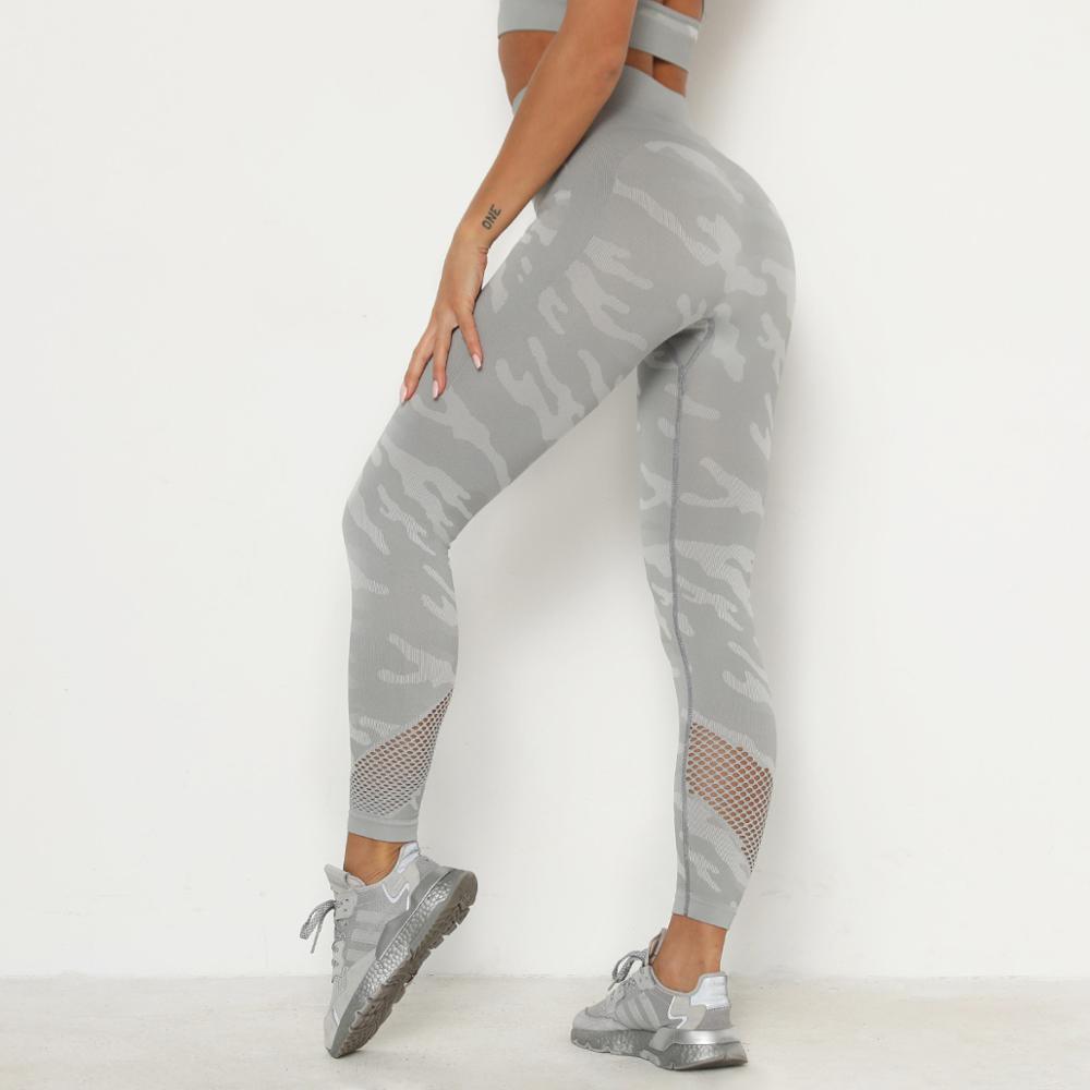 Camo Seamless Gym Leggings Scrunch Butt Fitness Yoga Pants High Waist Sports Tights Squatproof Outdoor Activwear Tracksuit: Light Grey / M