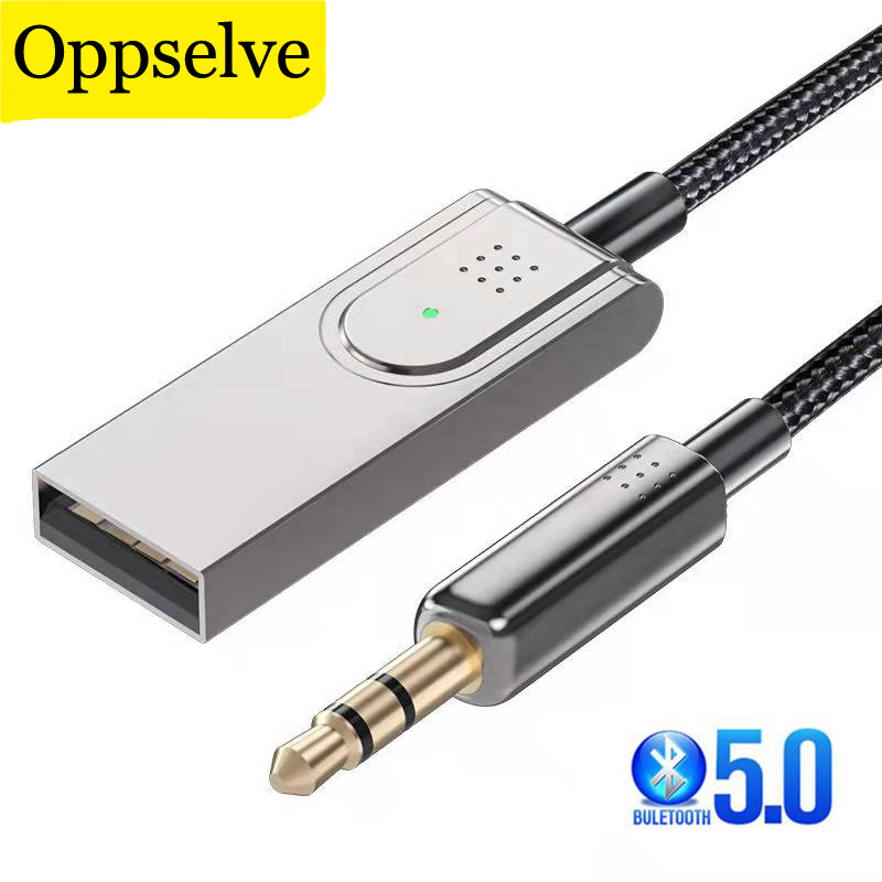 Car Bluetooth 5.0 Adapter Dongle Cable 3.5mm Jack Car Audio Aux Bluetooth V5.0 Handsfree Kit For PC Micorphone Speaker Receiver