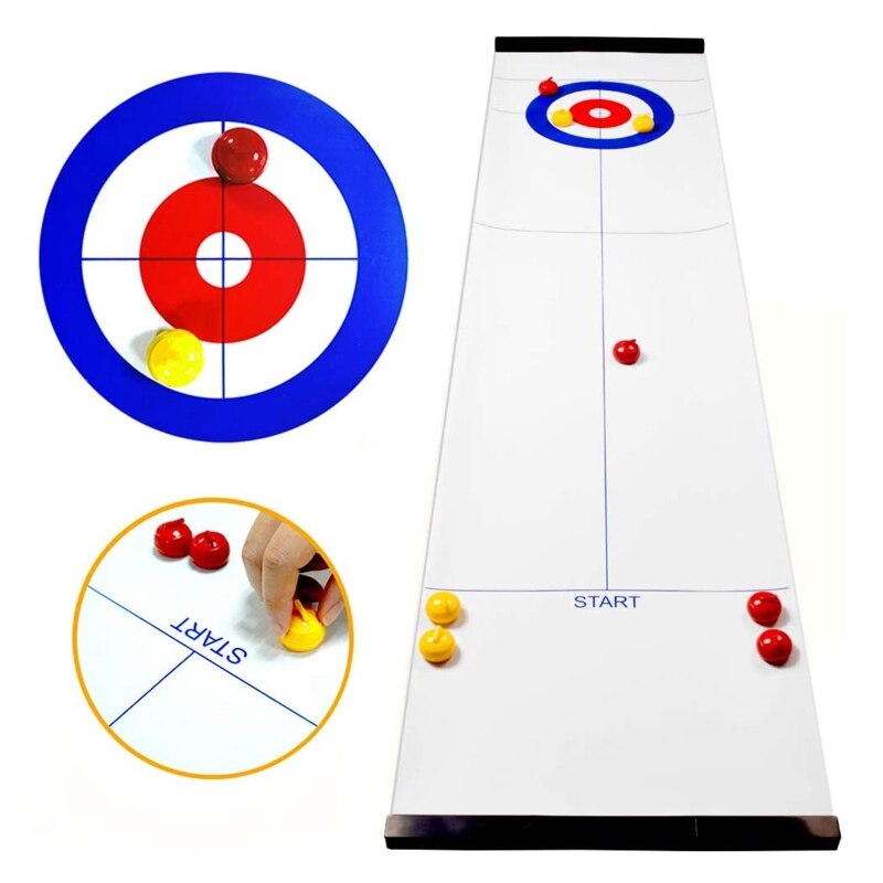 Foldable Mini Curling Table Curling Ball Tabletop Curling Game For Kid Adult Family School Travel Tabletop Culing Game Family Ga: B