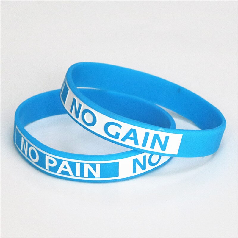 1pc silikone armbånd ingen smerte ingen gevinst motivation silikone armbånd & armbånd voksen størrelse  sh082: Blå