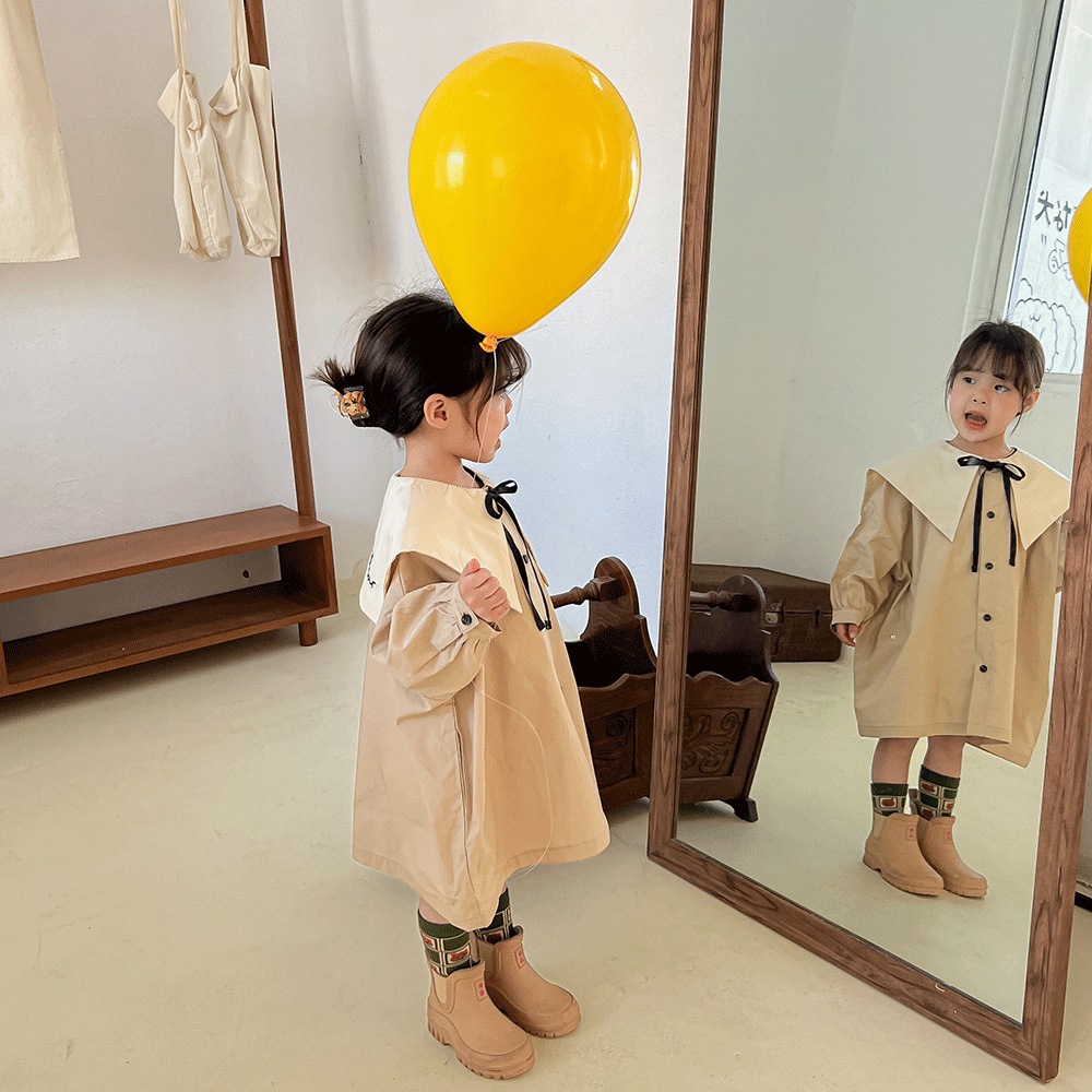 1160D Cardigan per abiti da ragazza cappotto allentato per ragazze primaverili e autunnali colletto rovesciato abito da ragazza cappotto da College