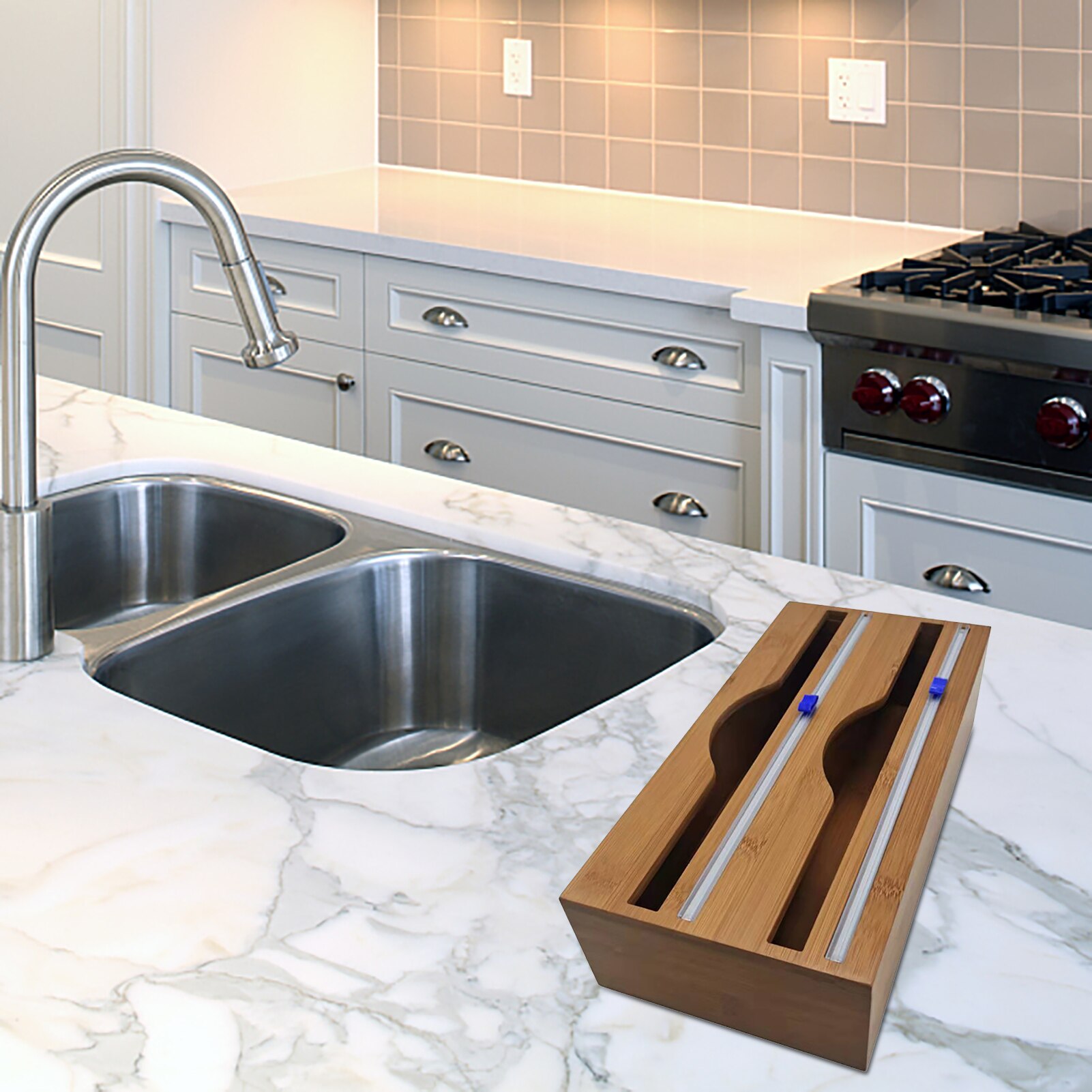 Foil Dispenser With Cutter Cling Foil PP Wrap Roll Refill Organizer With Slide Cutter Paper Aluminum Tin Foil Wrap Dispenser