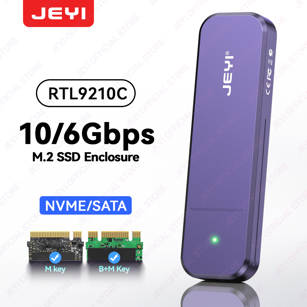 JEYI M.2 SSD Aluminum Enclosure with NVMe/SATA Dual-Protocol support | USB 3.2 10Gbps|Supports 2230/42/60/80 SSDs | UASP+TRIM: WHITE