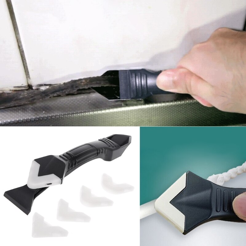 DIY 3 In 1 Sealant Angle Scraper Silicone Trowel Grout Caulk Corner Remover Tool