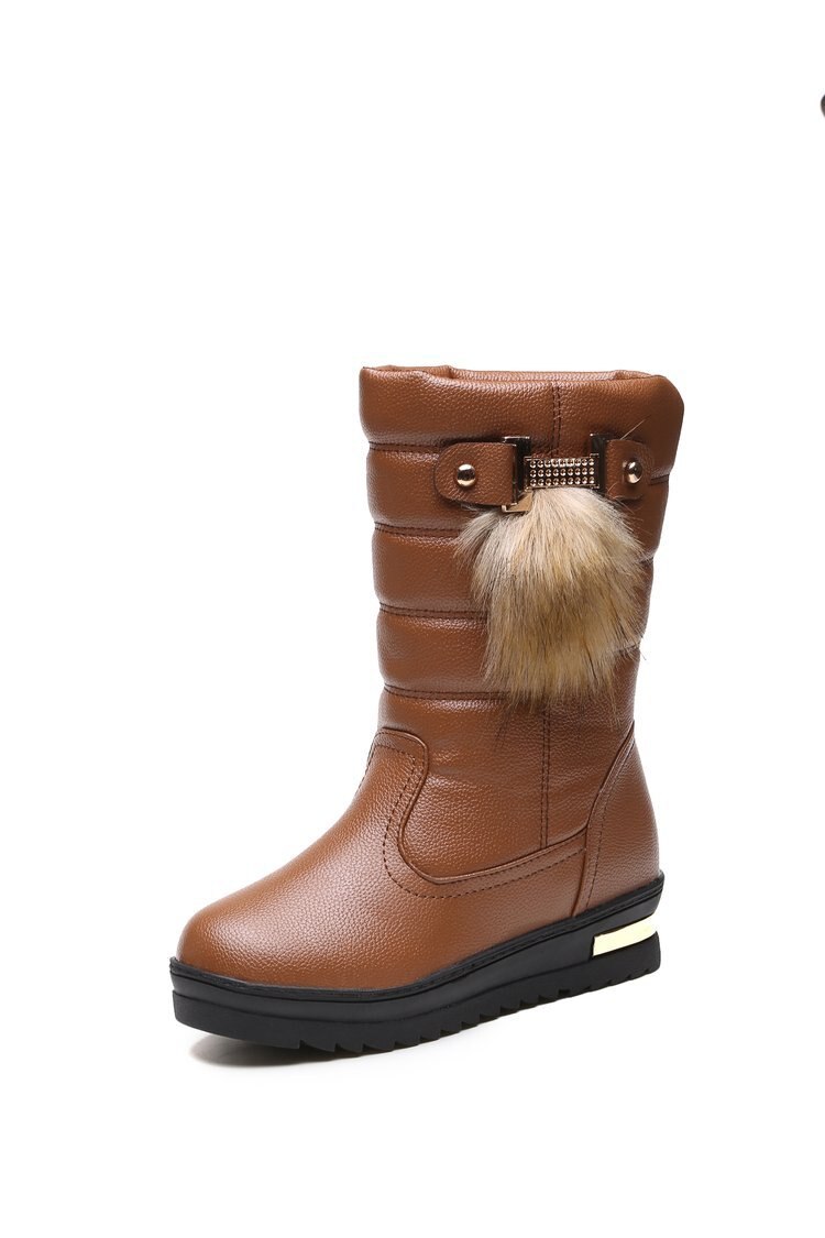 Agutzm dames sneeuwlaarzen dames hoge hakken winterlaarzen dames laarzen witte warme bont plateau schoenen vrouw  a371: Bruin / 6