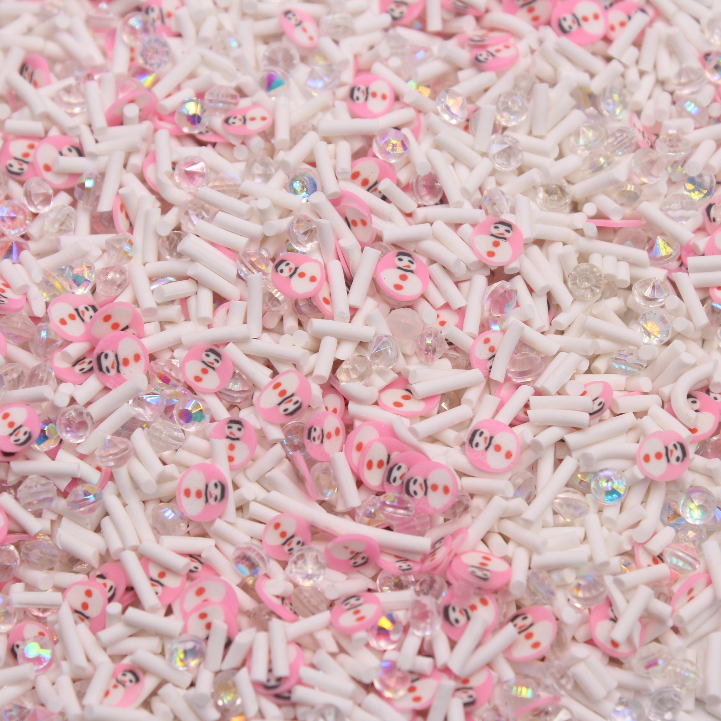 100g/Lot Christmas Themed Pink Snowman Mixture Clay Slices Candy Sprinkles for Decoration DIY Crafts
