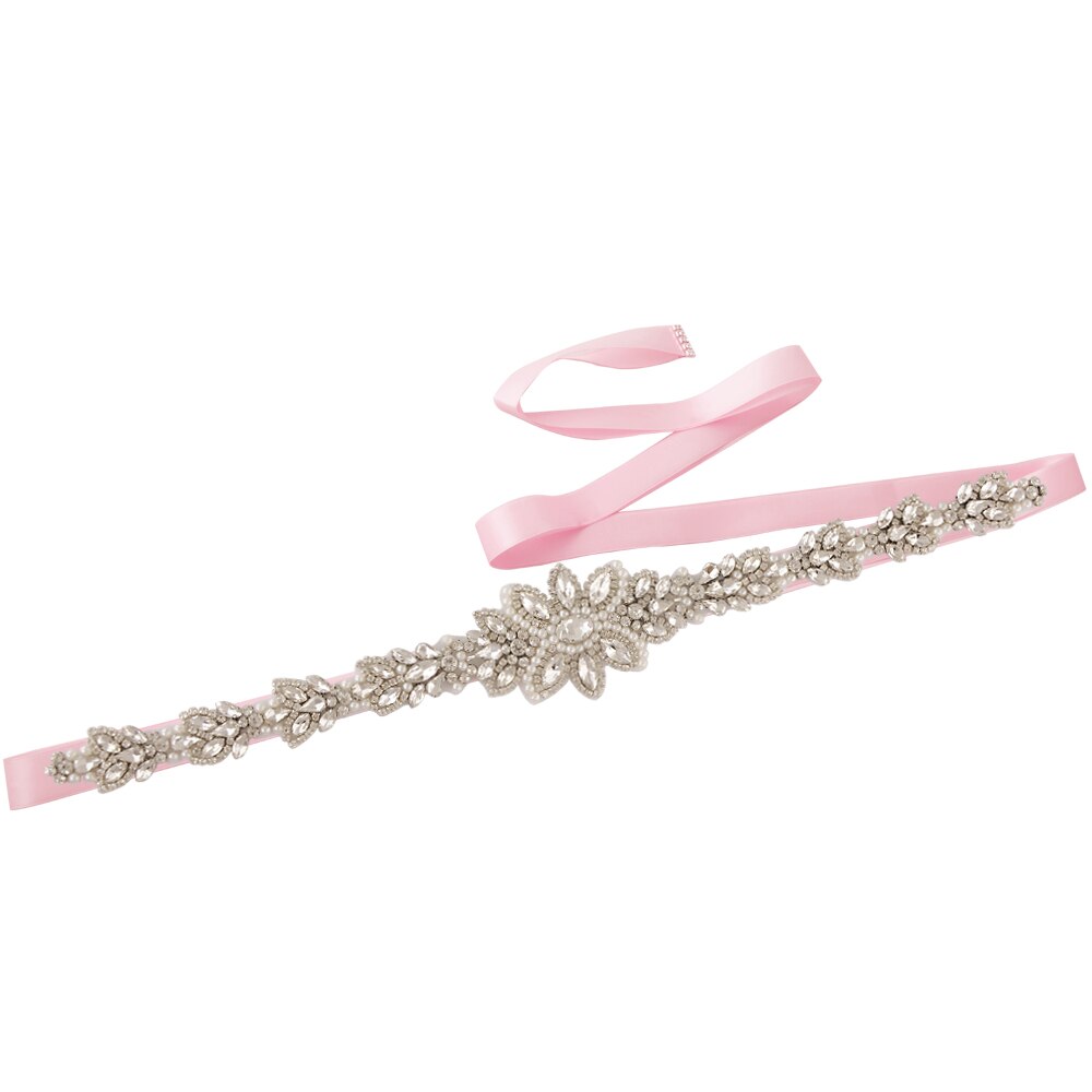 OLOMLB Braut Gürtel Hochzeit Gürtel Strass Silber Diamant Braut Gürtel für Brautkleid Hochzeit Zubehör für Abendkleid Werden: Rosa