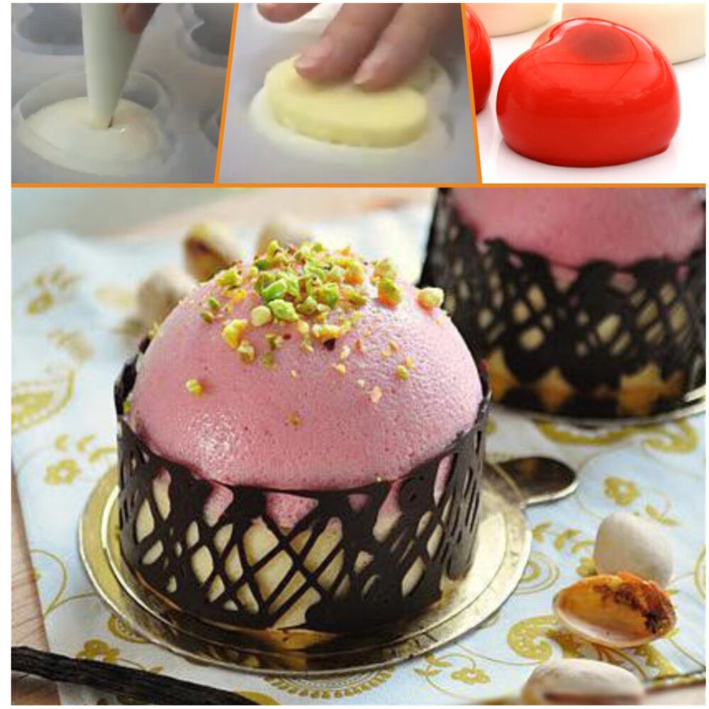 8 hål sfär silikonform 3d sfärisk mousse tårtform dessert dekoration form tårt dekorationsverktyg tårtverktyg
