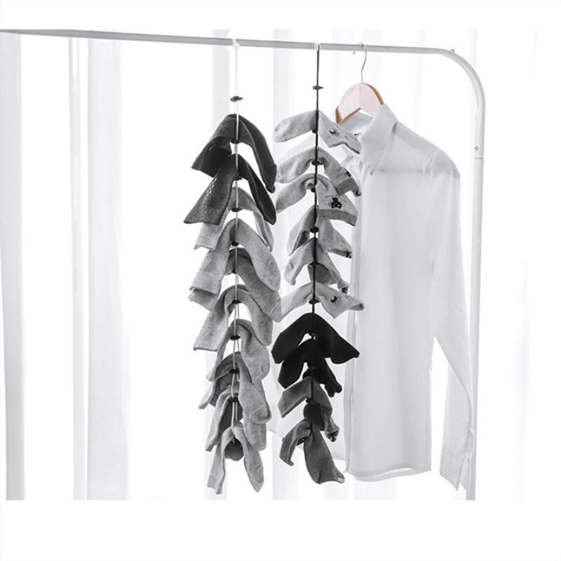 Regulowane wielofunkcyjne skarpetki wiszące liny przydatne wieszak na ubrania i koszyk na pranie netto na schowek na ubrania akcesoria domowe