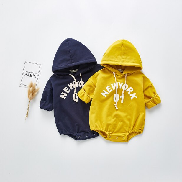 Angoubebe B20H13 Jongen Jumpsuits 0-24M Baby Jongens Katoen Casual Hooded Top Romper Sweatshirt Hoodie Outfits