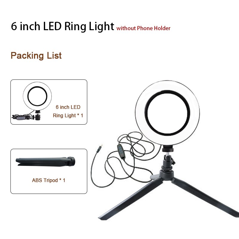 Fotografia LED Selfie Anello di Luce con la Tabella Treppiedi Dimmerabile Desktop Video Anello Lampada per Youtube Streaming In Diretta di Trucco: 6 inch