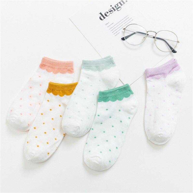 Maat 34-39 Kawaii Vrouwen Sokken Happy Enkel Grappige Sokken Vrouwen Vruchten Leuke Gelukkige Art Onzichtbare Sok 5 pairs Lente Zomer