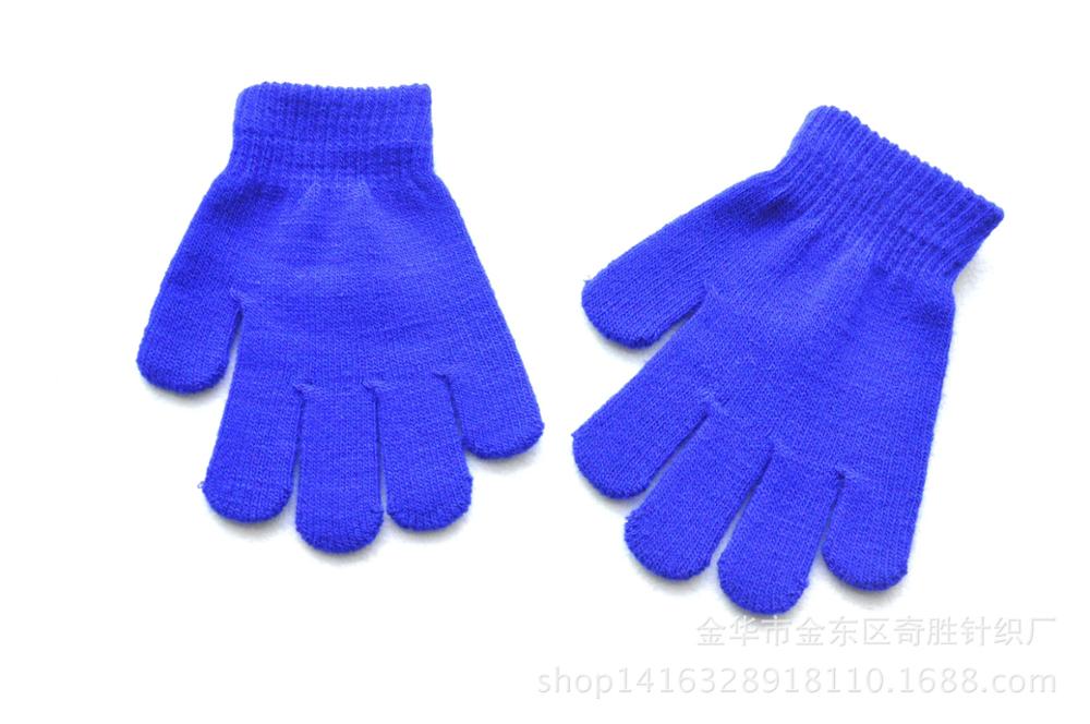 Candy Solid Color Winter Kids Gloves Mittens Children Girls Boys Student Writing Keep Warm Finger Gloves For 7-11 Years Old: blue