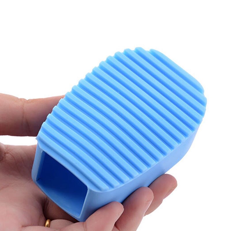 Lille silikone vaskebræt 1pc slikfarve skridsikker mini vaskebræt skrubbebørste håndholdt rengøringsværktøj: Blå