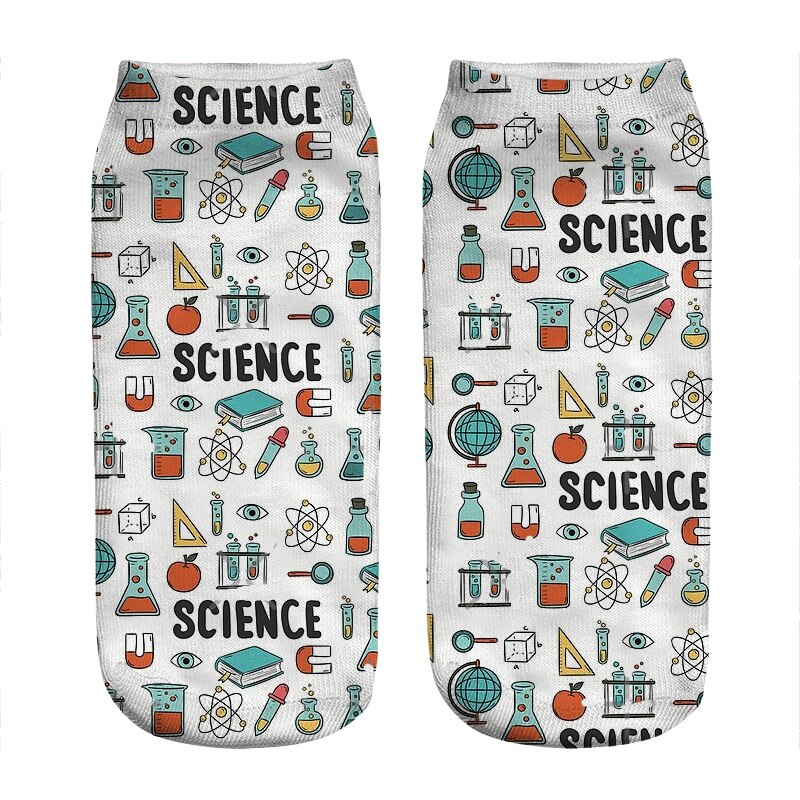 Chaussettes kawaii pour femmes, imprimé de chimie, incroyable, harajuku, drôle, nouveauté, mignonnes, pour filles,