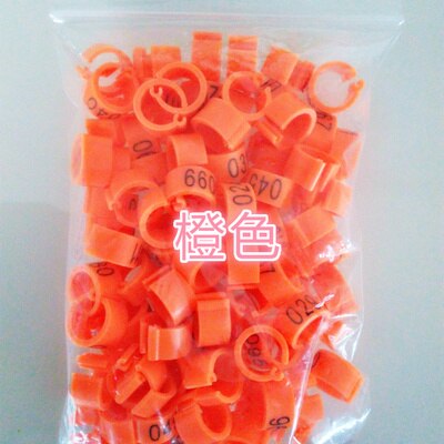 Farverige dueringe med tal 100 stk / lot: Orange