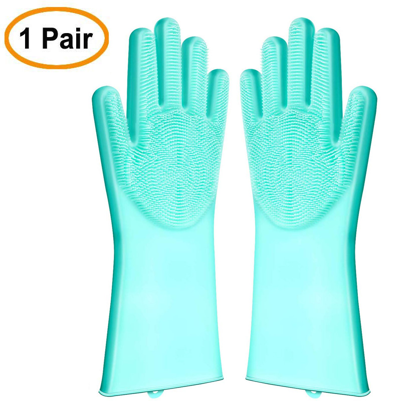Gants de nettoyage en Silicone | directe, magique Silicone pour la vaisselle, outils de nettoyage, lavage de la vaisselle, grande pour la cuisine, la salle de bains: Green