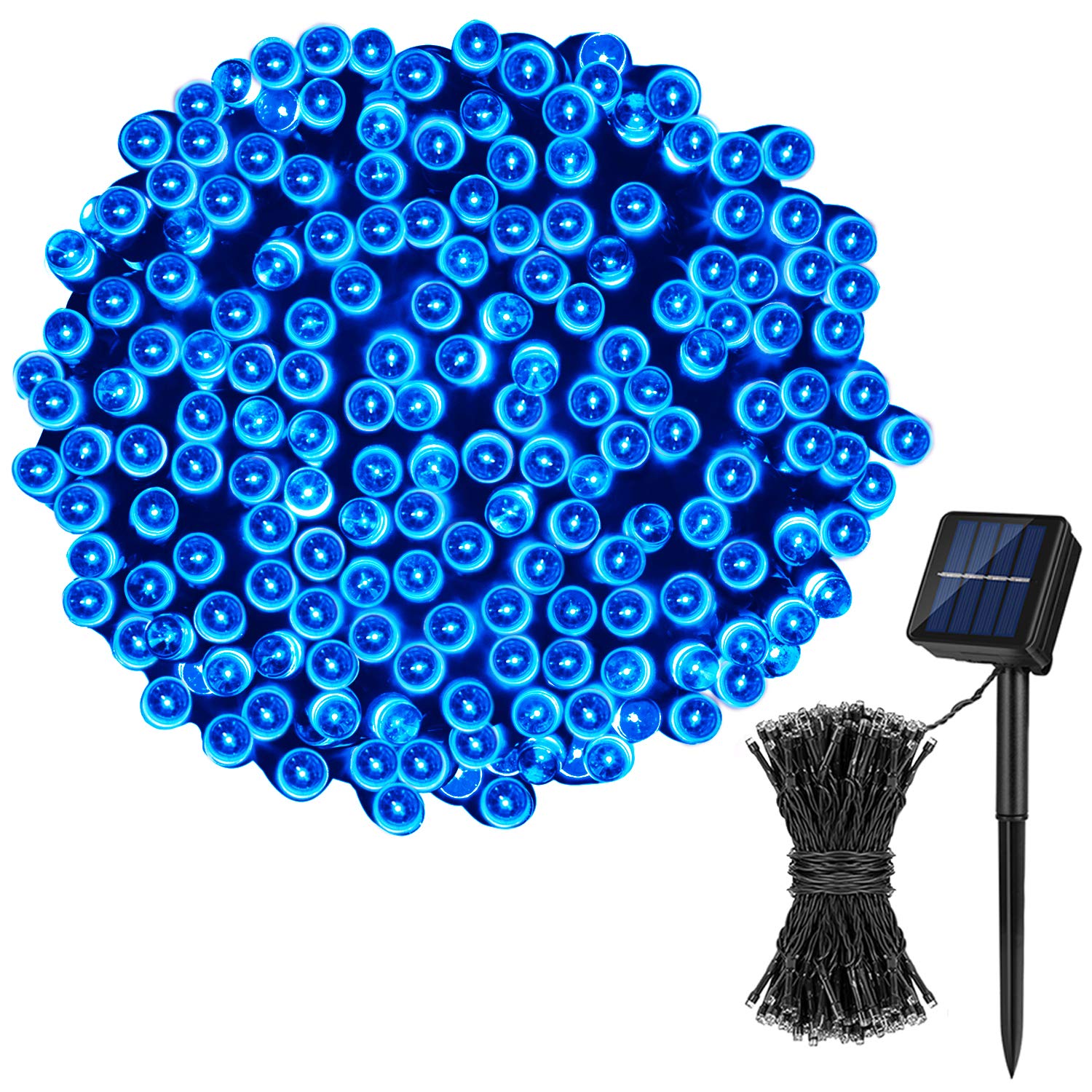 Led-plastläder soldrivna utomhusljusslingor  ip65 vattentäta 8 ljuslägen för julbröllopsdekoration: Månblå / 6-10w