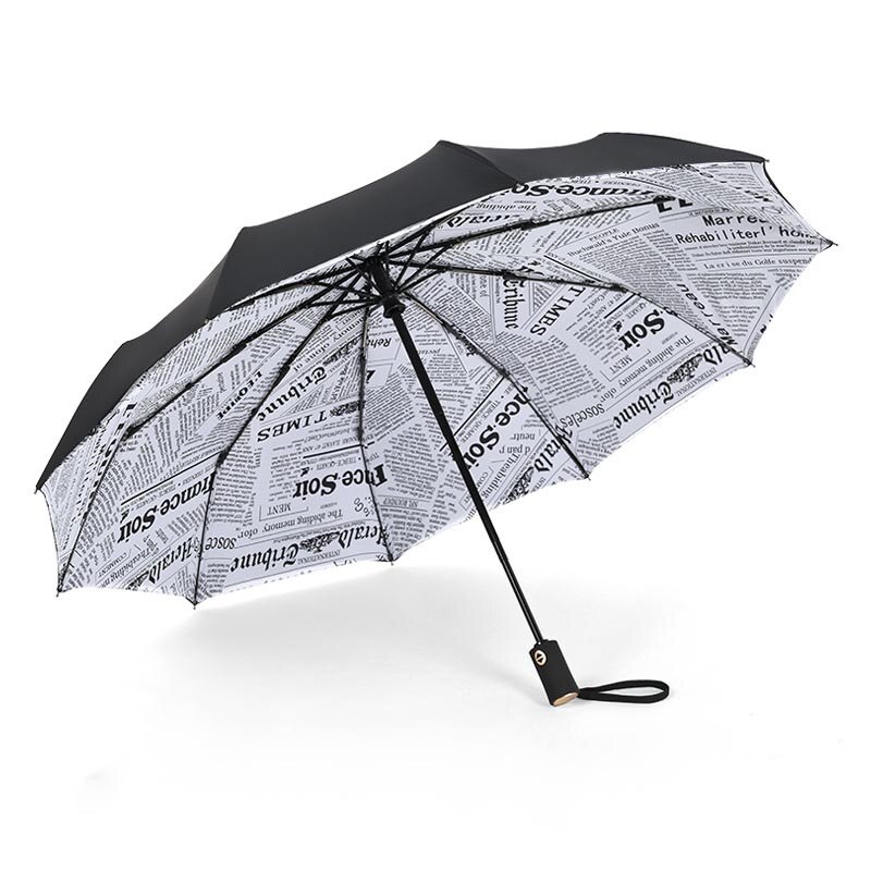 Double Windproof Fold Automatic Umbrella Rain Woman Automatic Weatherproof Rain Men Black Coating Parasols 10 Skeletons 5 Style: 3