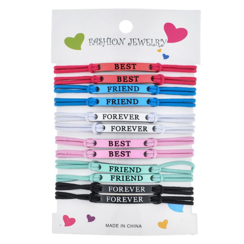 12Pcs Best Friends Good Luck Jesus Elastic Braided Bracelet Kit Alloy & Rope Elastic Bracelet BFF Kids Jewelry: 2